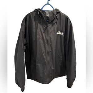 Men’s Black Hooded Windbreaker Jacket - sz M